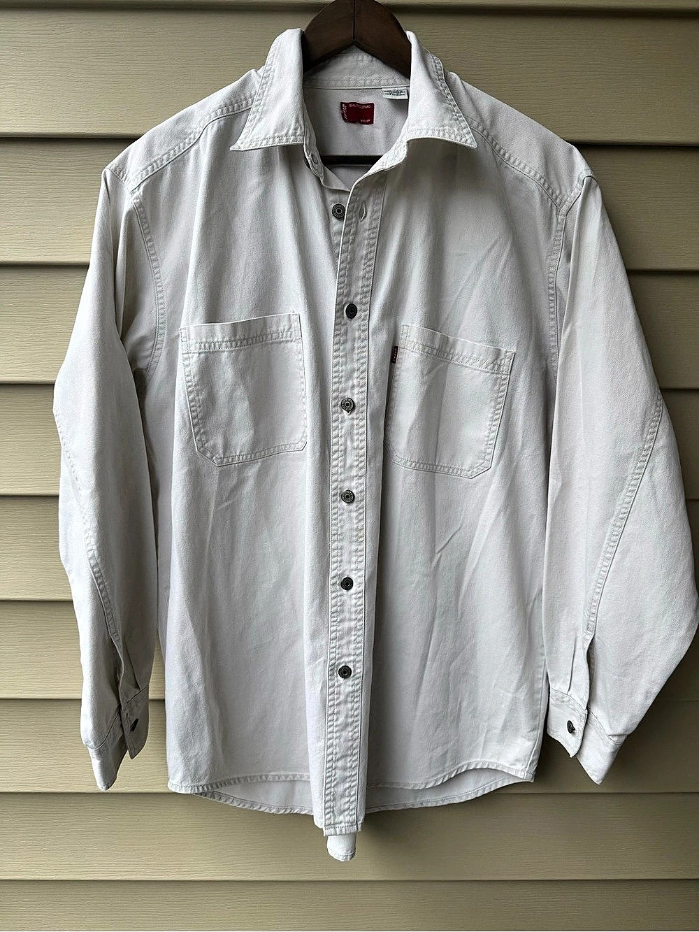 Levi’s Red Tab White Denim Twill Work Shirt Men’s M Metal Buttons Y2K